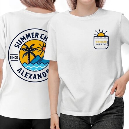 Katoenen T-shirt met gepersonaliseerde tekst - Summer child