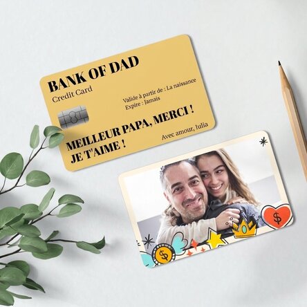 Carte en aluminium personnalisée recto-verso avec un message et une photo - Bank