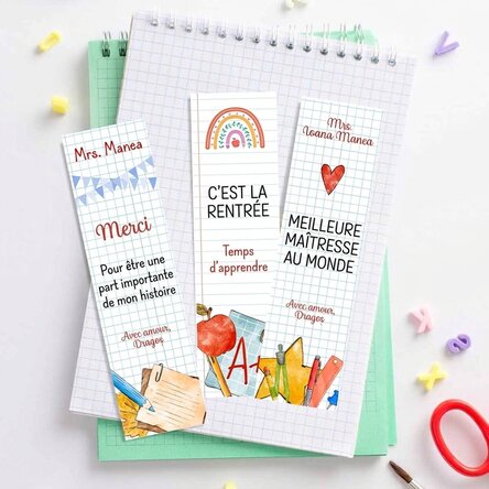 Lot de 3 marque-pages personnalisés avec message - Teacher