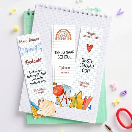 Set van 3 gepersonaliseerde boekenleggers met boodschap - Teacher