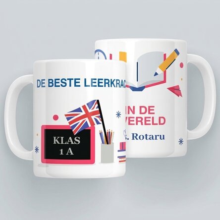 Gepersonaliseerde mok met boodschap - De lerares Engels