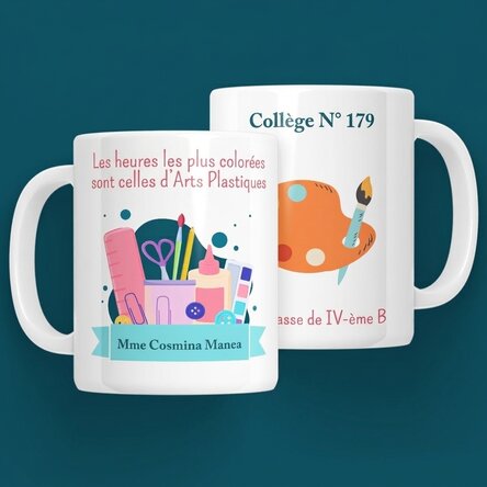 Tasse personnalisée avec message - Professeure d'arts plastiques