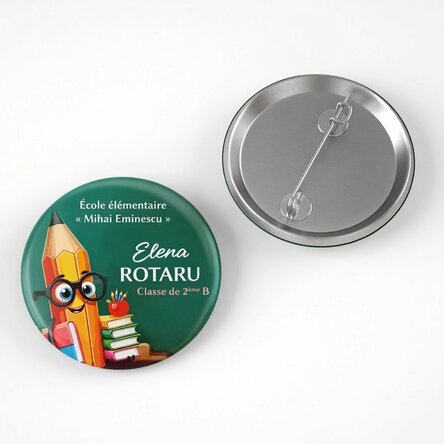 Badge personnalisé avec message - École