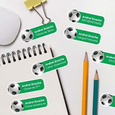 Lot de 12 autocollants (étiquettes adhésives) personnalisés pour l'école - Sport