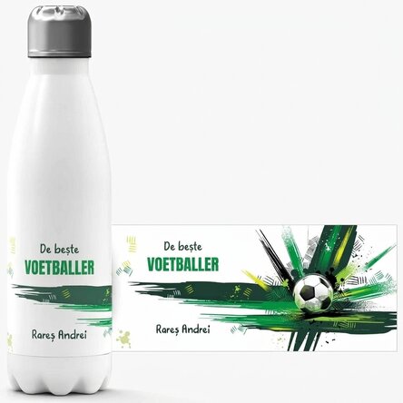 Gepersonaliseerde thermosfles met witte bodem en tekst - Bal