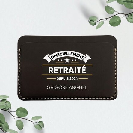 Portefeuille en cuir personnalisé, coloré et avec inscription : « Officier à la retraite »