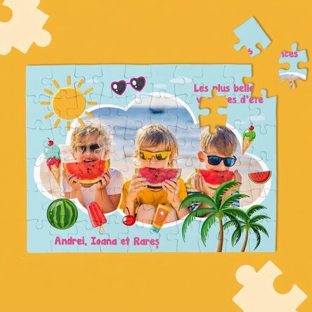 Puzzle personnalisé pour enfants avec une photo et un texte - Vacances d'été