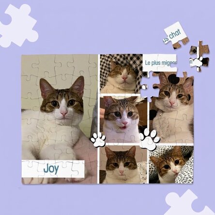 Puzzle personnalisé avec 6 photos et un message - Animaux