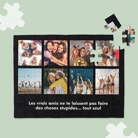 Puzzle personnalisé avec 8 photos et un texte