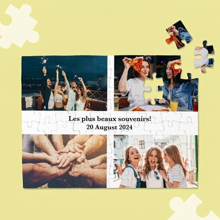 Puzzle personnalisé avec 4 photos et un texte - Les plus beaux souvenirs