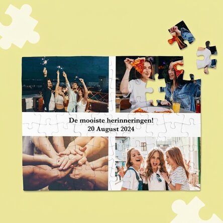 Gepersonaliseerde puzzel met 4 foto’s en tekst – De mooiste herinneringen
