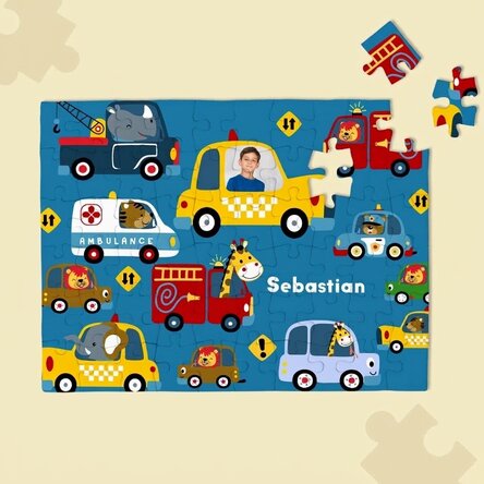 Puzzle personnalisé pour enfants avec une photo et un texte - Cars