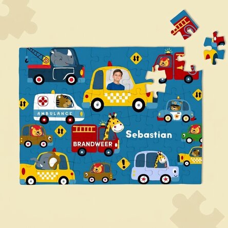 Gepersonaliseerde puzzel voor kinderen met een foto en tekst - Cars
