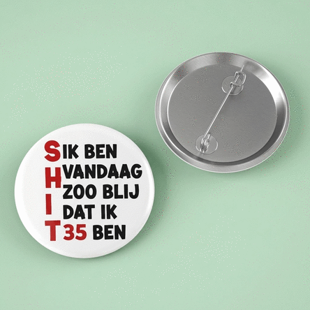 Gepersonaliseerde button met tekst - So happy
