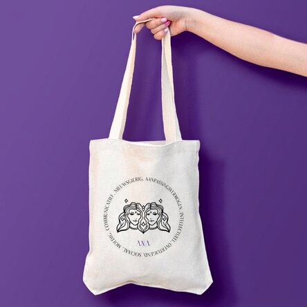 Gepersonaliseerde tas met tekst - Sterrenbeeld Tweelingen