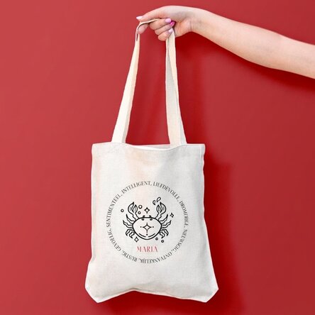 Gepersonaliseerde tas met tekst - Sterrenbeeld Kreeft