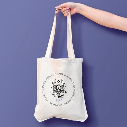 Gepersonaliseerde tas met tekst - Sterrenbeeld Schorpioen