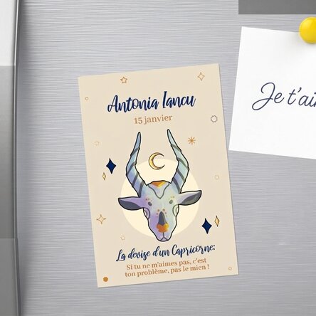 Aimant personnalisé 10 x 15 cm avec inscription - Signe du Capricorne