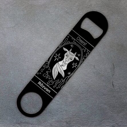 Gepersonaliseerde bieropener met tekst - Sterrenbeeld Steenbok