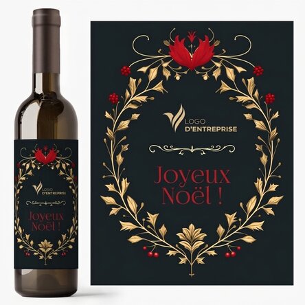 Vin personnalisé avec texte et logo - Joyeux Noël !