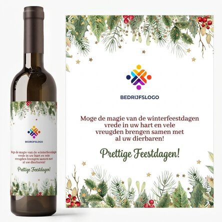 Wijn met gepersonaliseerde tekst en logo - Fijne feestdagen!