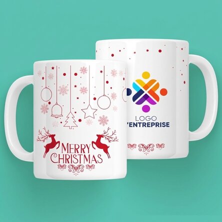 Tasse personnalisée avec logo - Les rennes du Père Noël