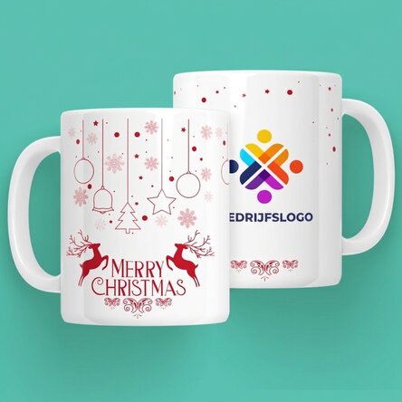 Gepersonaliseerde mok met logo - De rendieren van de Kerstman