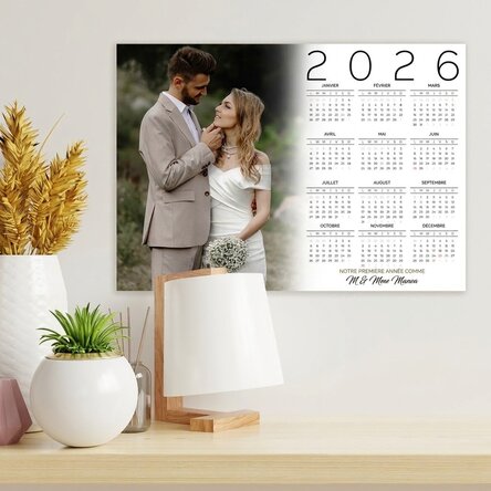 Affiche-calendrier personnalisée avec une photo et un message - Notre première année