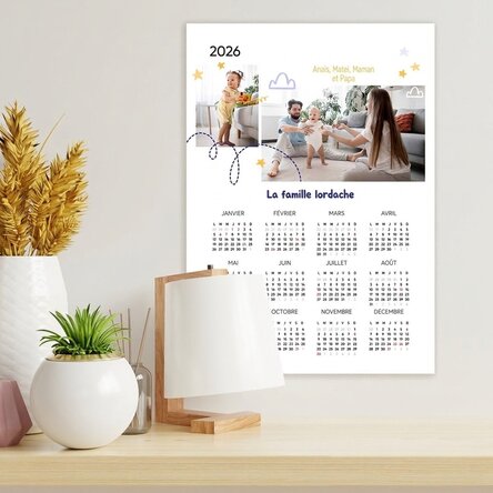 Affiche-calendrier personnalisée avec 2 photos et un texte - Famille