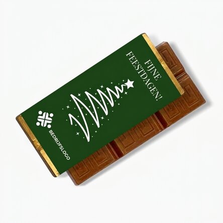 Gepersonaliseerde mini-chocoladereep met logo en boodschap - Fijne feestdagen