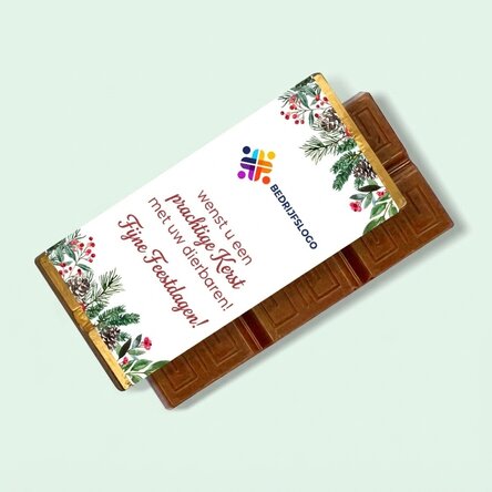 Mini-chocoladetablet, gepersonaliseerd met logo en kerstboodschap