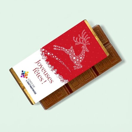 Mini-tablette de chocolat personnalisée avec logo et message - La magie de Noël