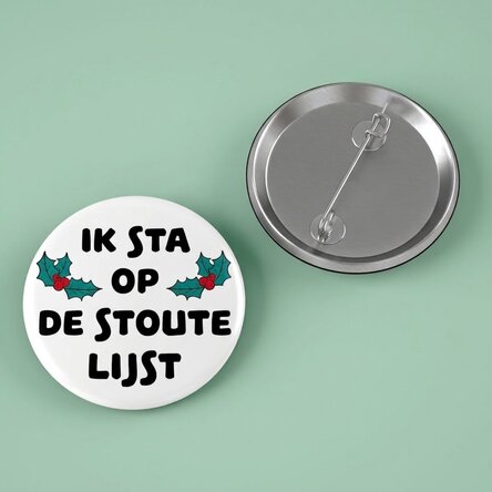 Gepersonaliseerde button met tekst - Naughty List