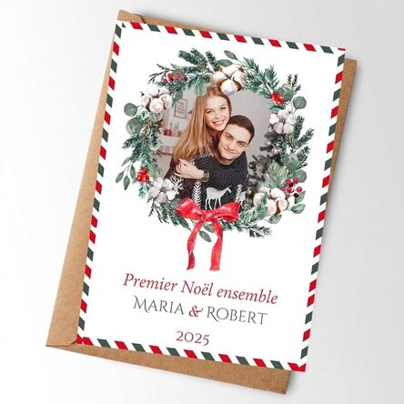 Carte personnalisée avec une photo et un texte - Notre premier Noël ensemble