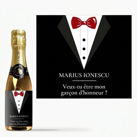 Mini-bouteille de vin mousseux personnalisée avec un message - Garçon d'honneur