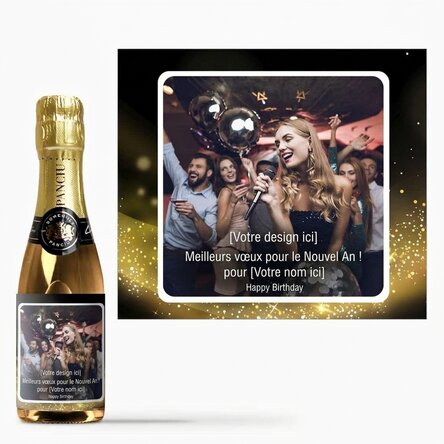 Mini-bouteille de vin mousseux personnalisée avec une photo - Gold