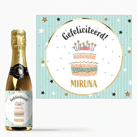 Gepersonaliseerd mini-flesje mousserende wijn voor een verjaardag - Happy Birthday!