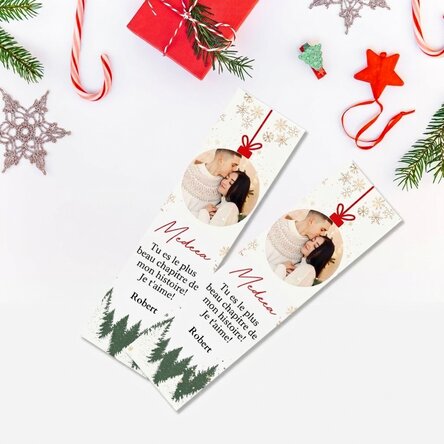 Marque-page personnalisé avec texte et photo - Boule de Noël