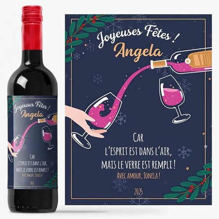 Vin personnalisé avec message - L'esprit de Noël