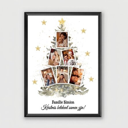Gepersonaliseerd schilderij met 6 foto’s en tekst - Kerstboom