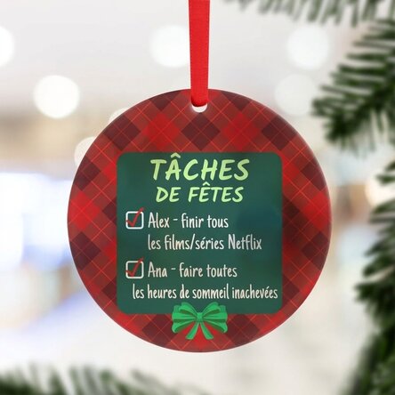 Décoration ronde personnalisée avec message - Tâches pour les fêtes