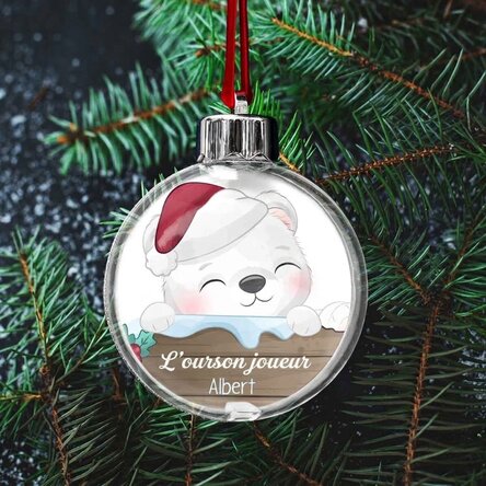 Boule de Noël personnalisée avec message - Animaux de Noël
