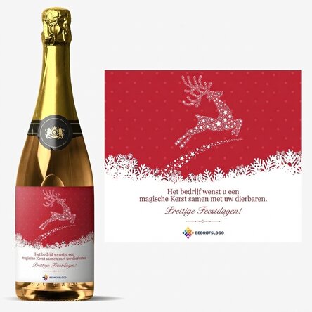 Mousserende wijn met eigen logo en boodschap - De magie van Kerstmis
