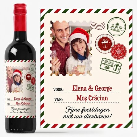 Gepersonaliseerde wijn met foto en boodschap – Van de Kerstman