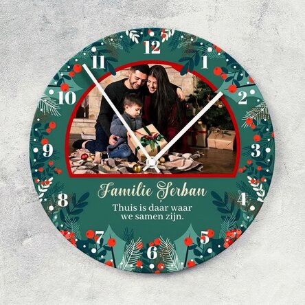 Gepersonaliseerd horloge met tekst en foto - Tijd voor het gezin