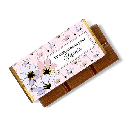 Mini-tablette de chocolat personnalisée avec un message - Motif floral