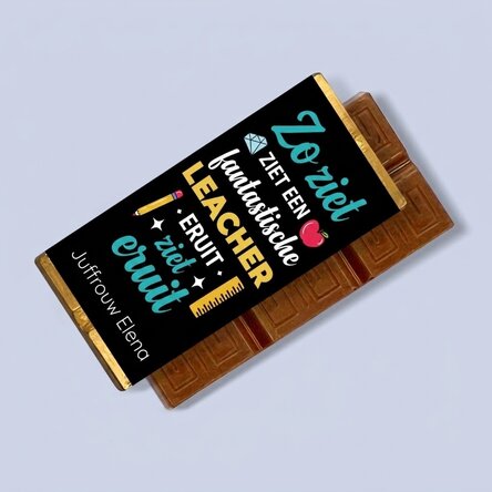 Gepersonaliseerde mini-chocoladereep met een boodschap voor leraren