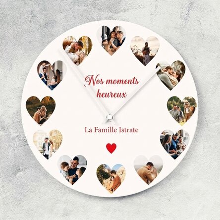 Montre personnalisée avec 12 photos et un texte - Nos moments