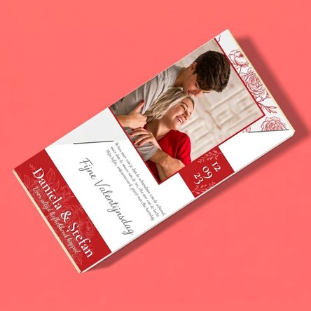 Chocolade met een foto en tekst naar keuze - Love & Roses