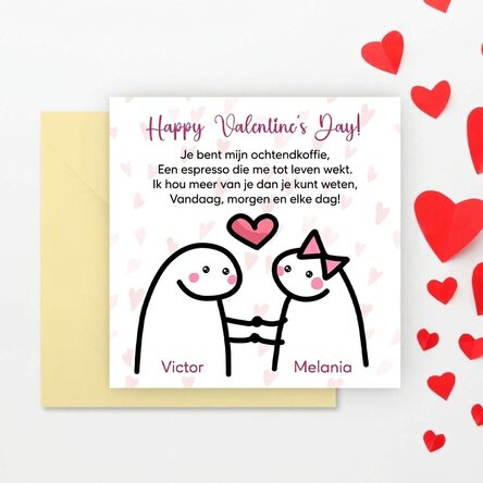 Gepersonaliseerde vierkante kaart met boodschap - Cute love